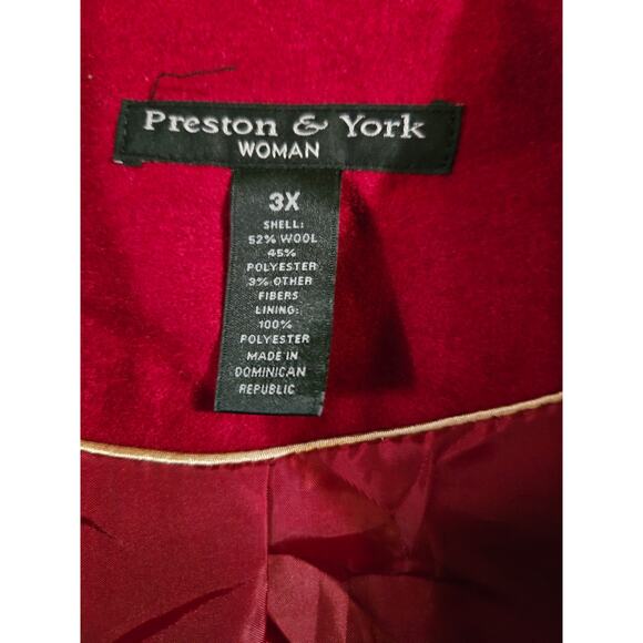 Preston & York Red Wool Blend hooded coat - size 3X Plus Size - Picture 3 of 7